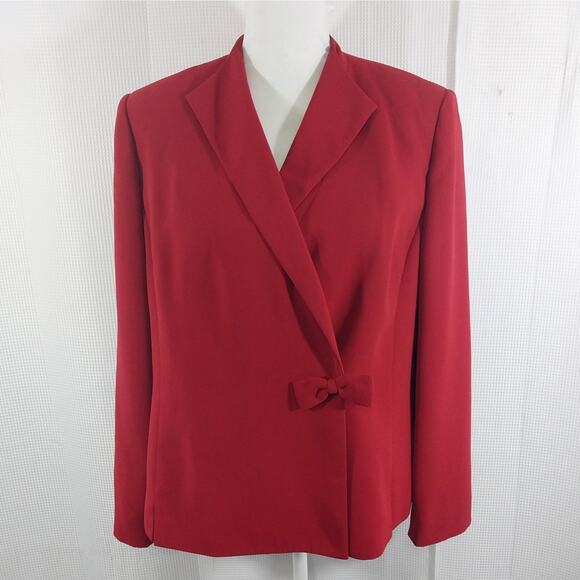 JONES WEAR! ROUGE RED BOW DETAILED WAIST ADORABLE JACKET, BLAZER! SZ 14 - Picture 2 of 11